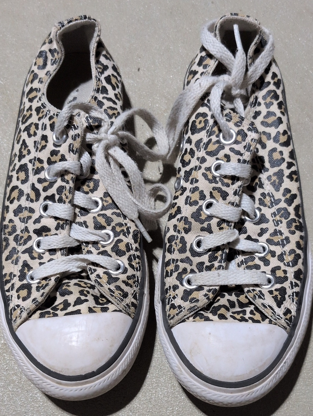 Converse Kids Leopard Print Canvas Sneakers - Cream/Black